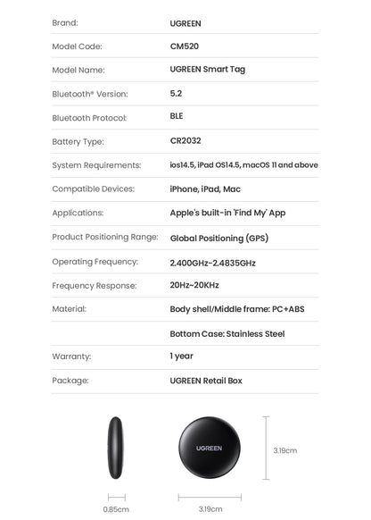 UGREEN Smart Tracker Tag (Apple Find My)