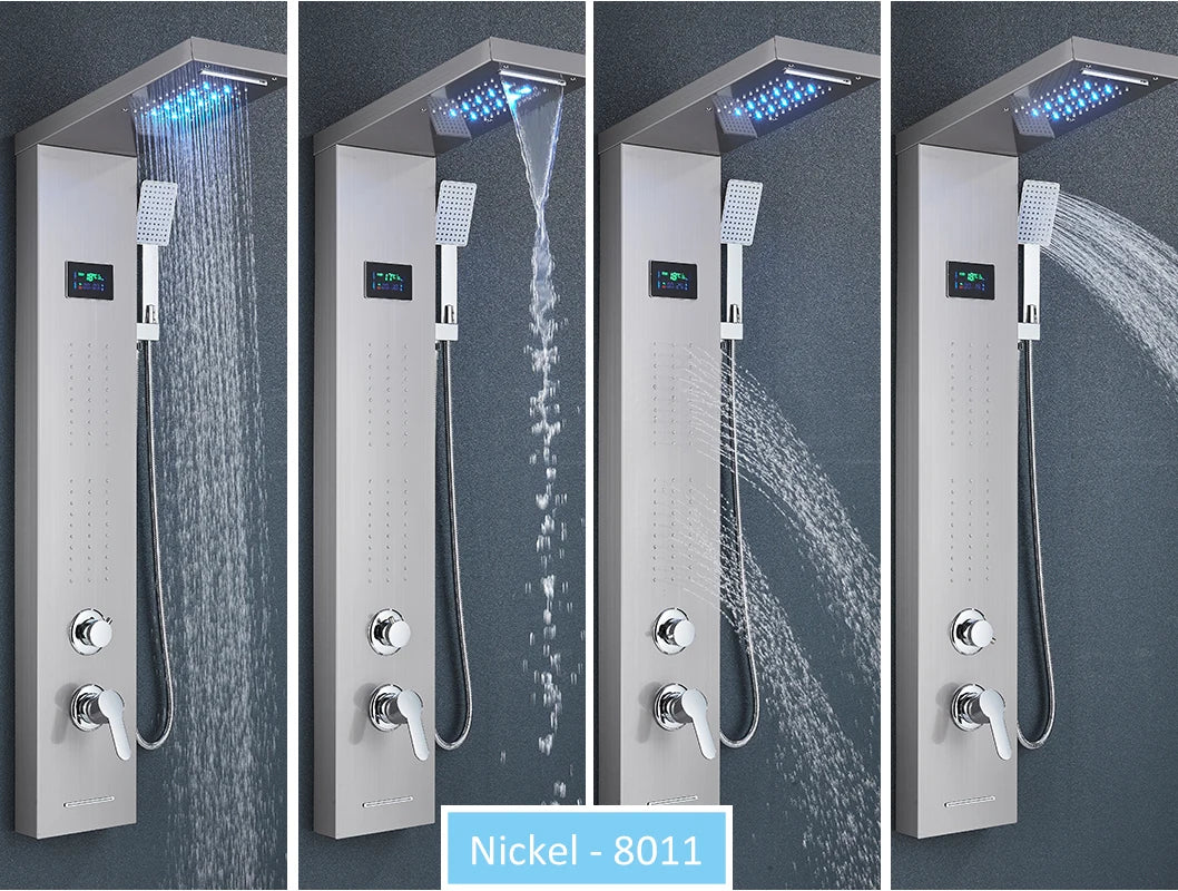 LED Shower Panel Tower with Hydroelectric LCD Display
