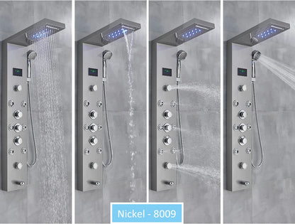 LED Shower Panel Tower with Hydroelectric LCD Display