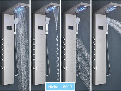 LED Shower Panel Tower with Hydroelectric LCD Display