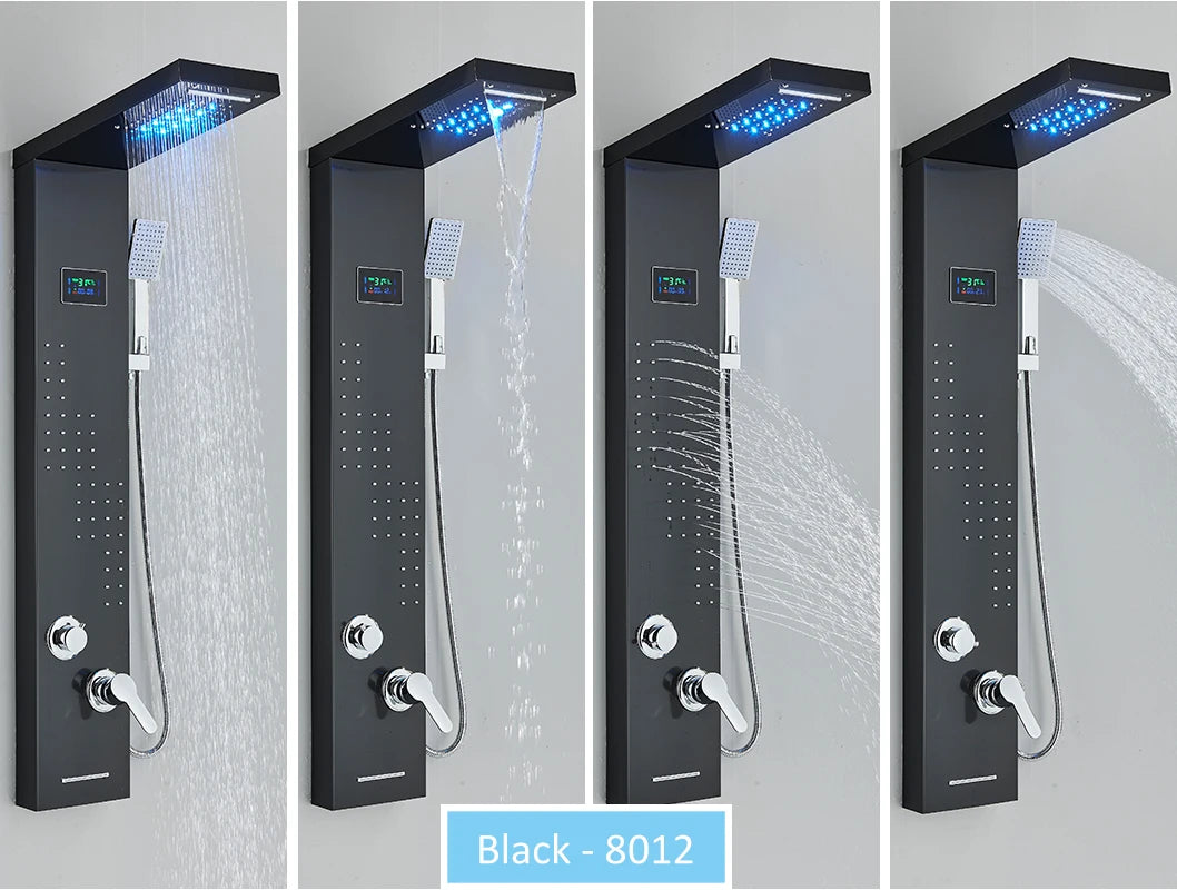 LED Shower Panel Tower with Hydroelectric LCD Display