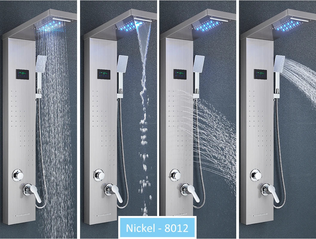 LED Shower Panel Tower with Hydroelectric LCD Display