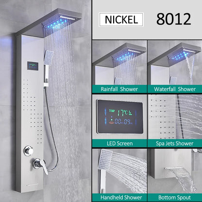 LED Shower Panel Tower with Hydroelectric LCD Display