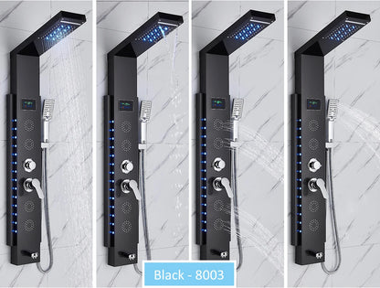 LED Shower Panel Tower with Hydroelectric LCD Display