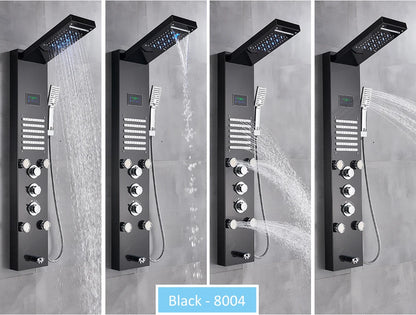 LED Shower Panel Tower with Hydroelectric LCD Display