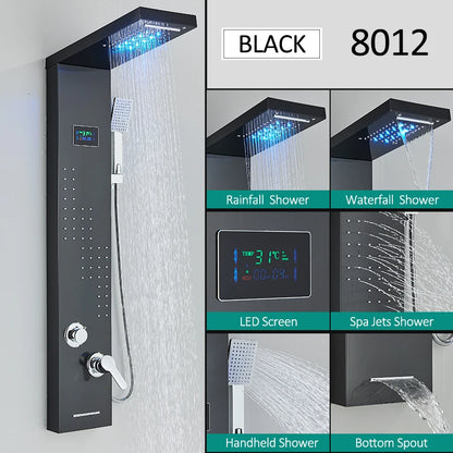 LED Shower Panel Tower with Hydroelectric LCD Display