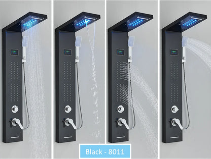 LED Shower Panel Tower with Hydroelectric LCD Display