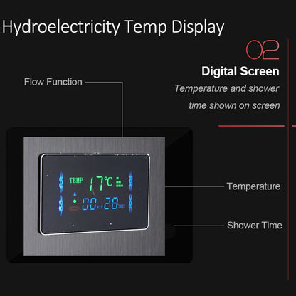 LED Shower Panel Tower with Hydroelectric LCD Display