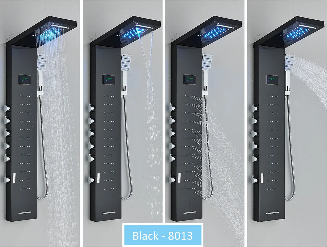 LED Shower Panel Tower with Hydroelectric LCD Display