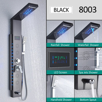 LED Shower Panel Tower with Hydroelectric LCD Display