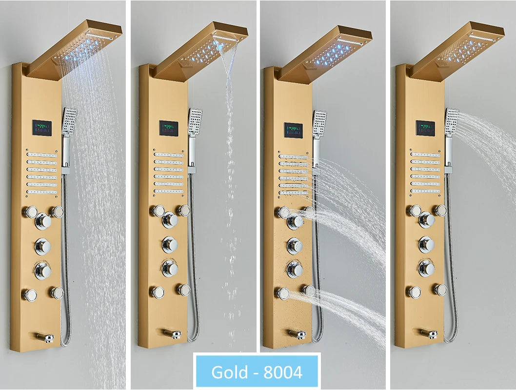 LED Shower Panel Tower with Hydroelectric LCD Display