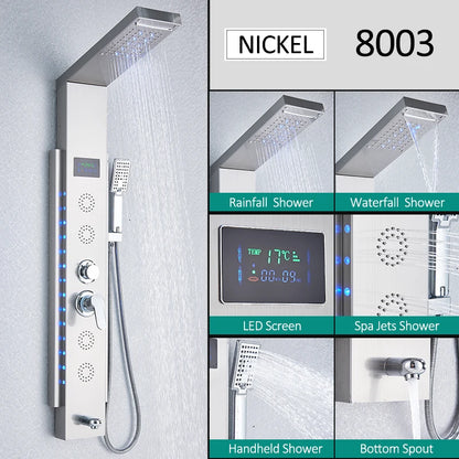 LED Shower Panel Tower with Hydroelectric LCD Display
