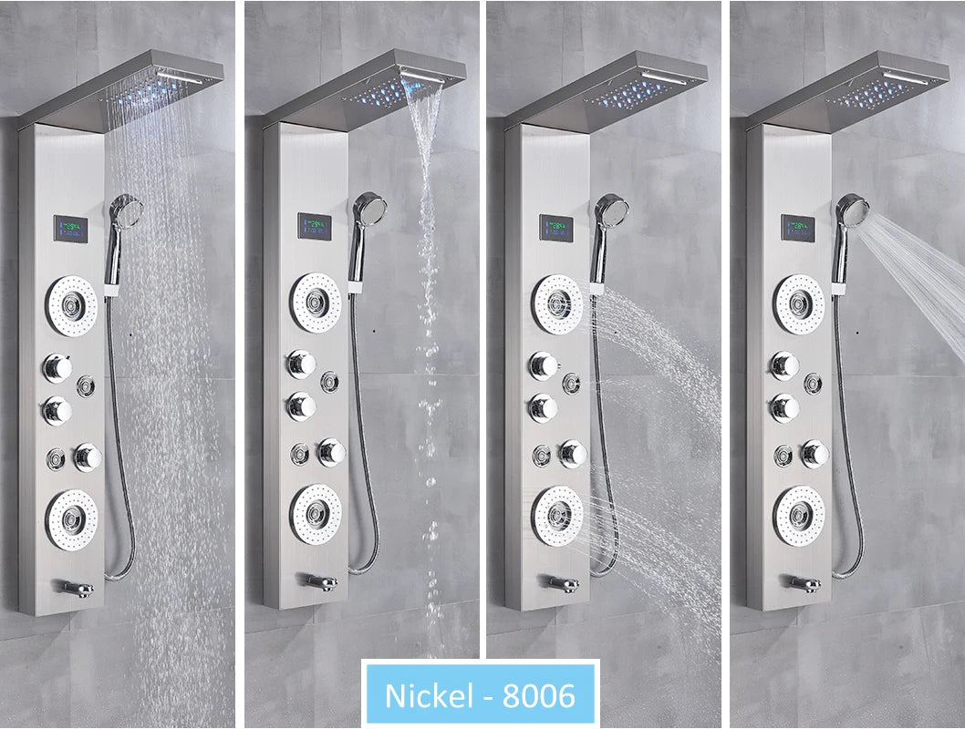 LED Shower Panel Tower with Hydroelectric LCD Display
