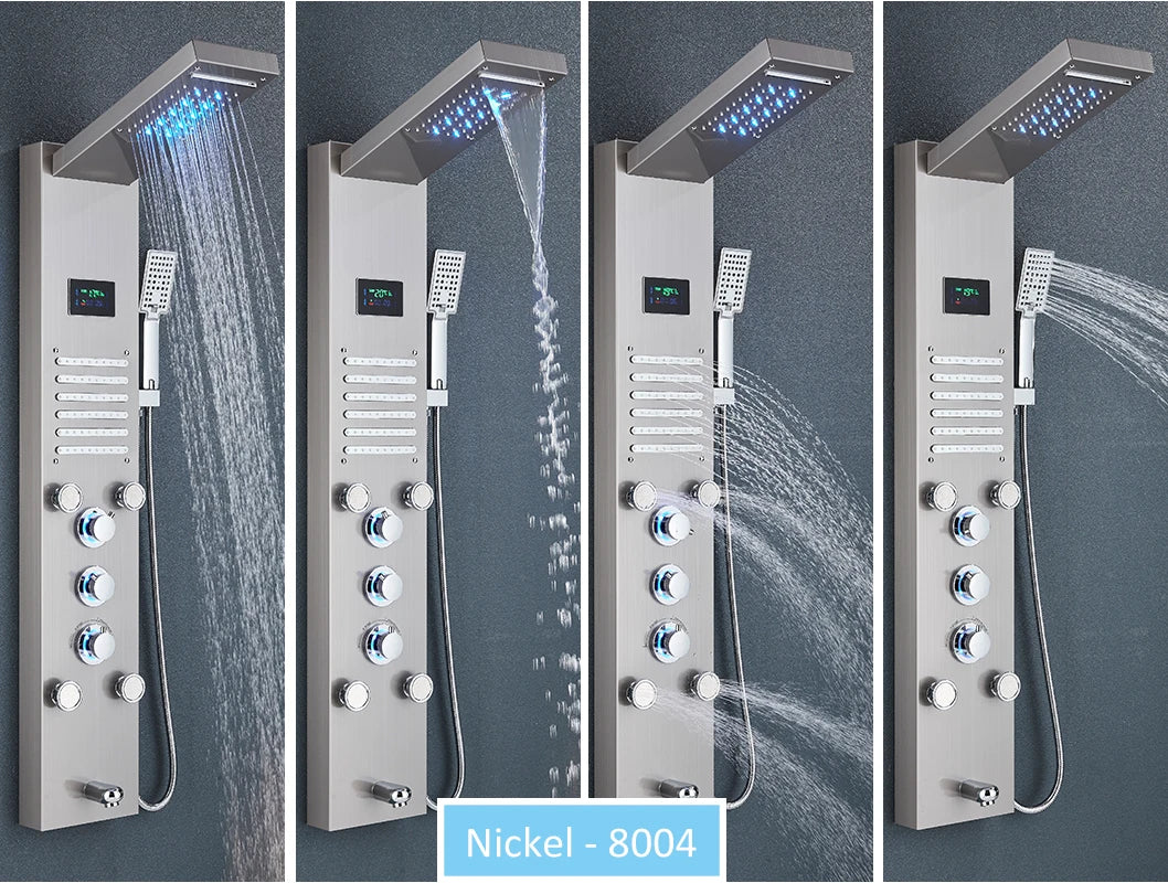LED Shower Panel Tower with Hydroelectric LCD Display