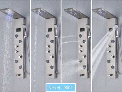 LED Shower Panel Tower with Hydroelectric LCD Display