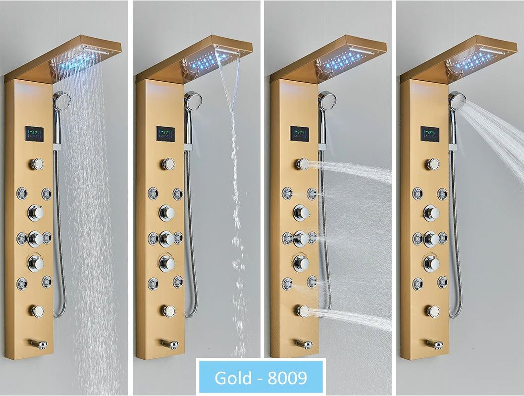 LED Shower Panel Tower with Hydroelectric LCD Display