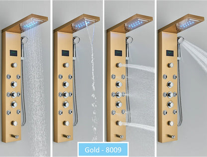LED Shower Panel Tower with Hydroelectric LCD Display