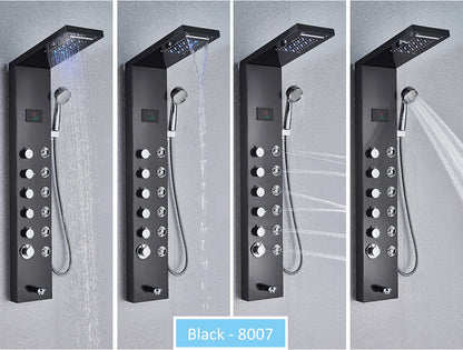 LED Shower Panel Tower with Hydroelectric LCD Display