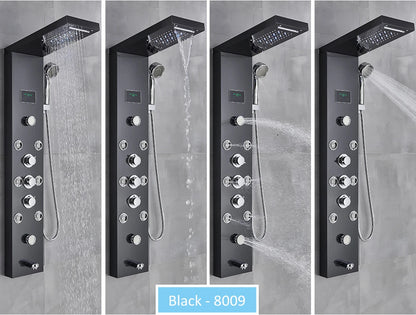 LED Shower Panel Tower with Hydroelectric LCD Display