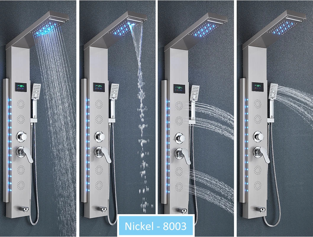LED Shower Panel Tower with Hydroelectric LCD Display