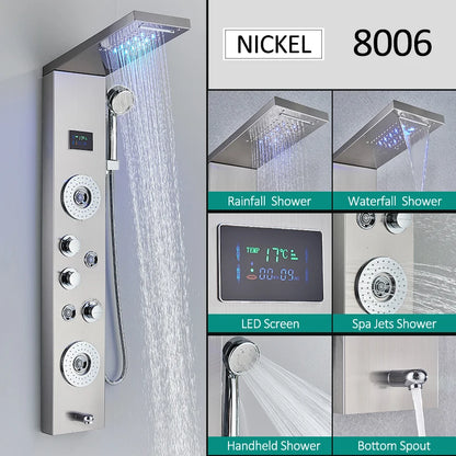 LED Shower Panel Tower with Hydroelectric LCD Display