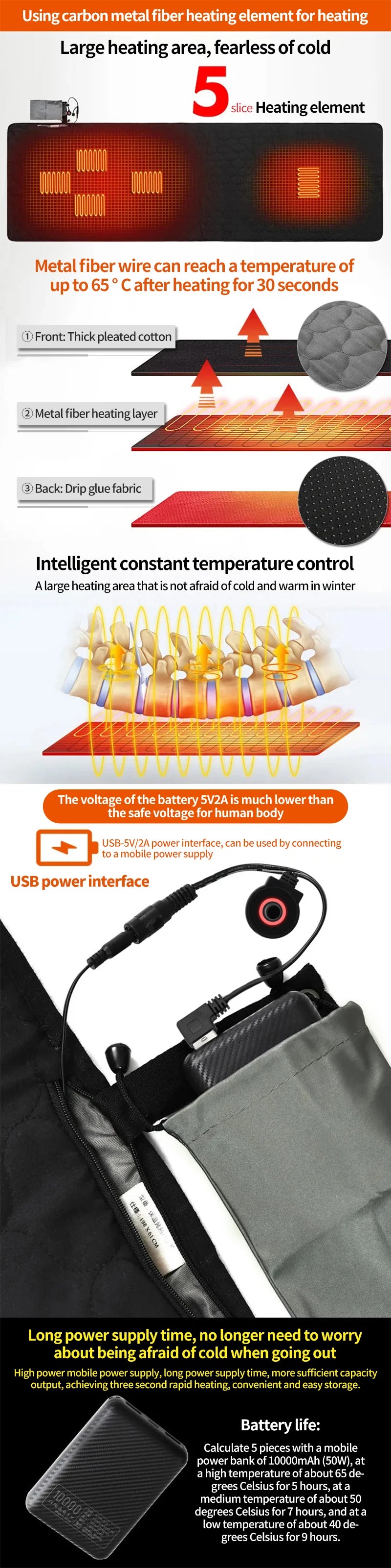 USB Heating Sleeping Pad (Camping)