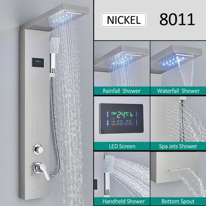 LED Shower Panel Tower with Hydroelectric LCD Display