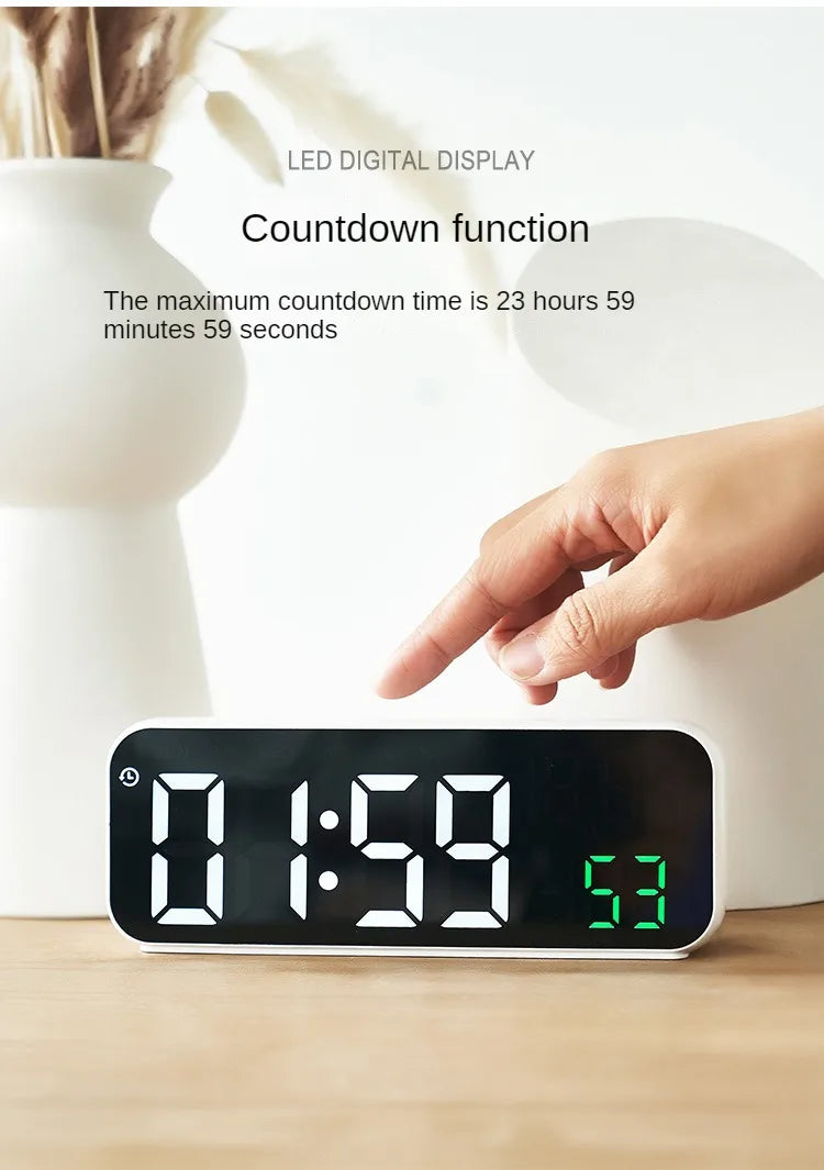 Digital LED Alarm Clock with Temperature Display