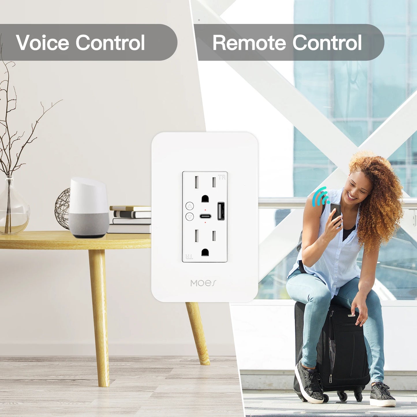WiFi Smart Wall Socket with USB & Type-C Ports