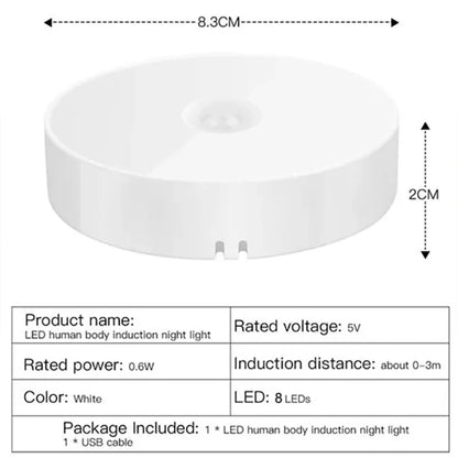 PIR Motion Sensor USB Night Light (Rechargeable)