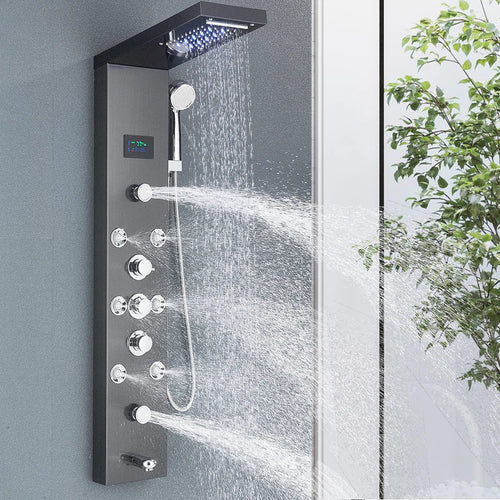 LED Shower Panel Tower with Hydroelectric LCD Display