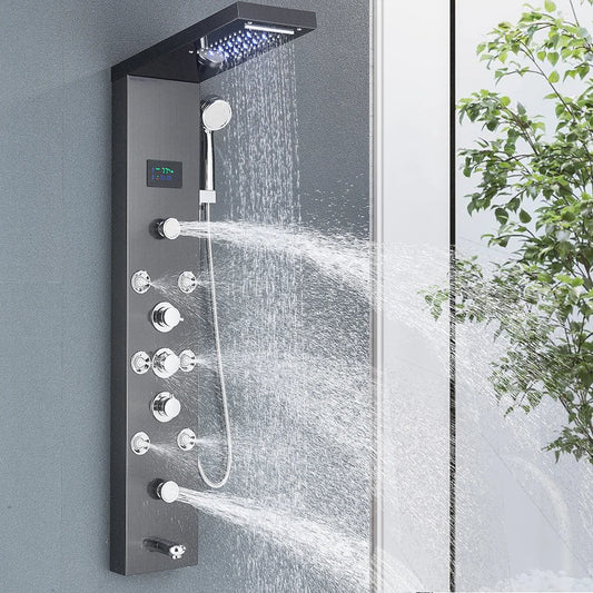 LED Shower Panel Tower with Hydroelectric LCD Display
