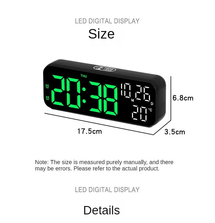 Digital LED Alarm Clock with Temperature Display