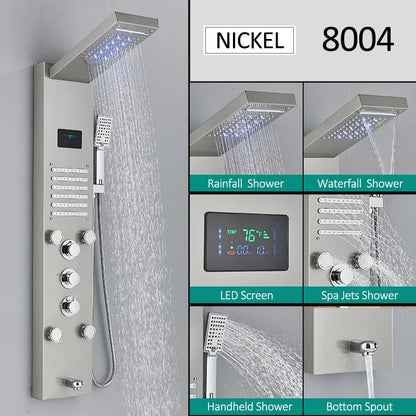 LED Shower Panel Tower with Hydroelectric LCD Display