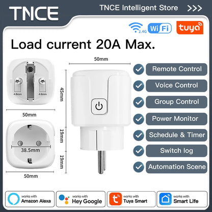 TNCE Tuya Smart Plug (WiFi/Zigbee, EU 16A/20A)