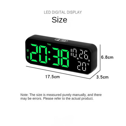 Digital LED Alarm Clock with Temperature Display