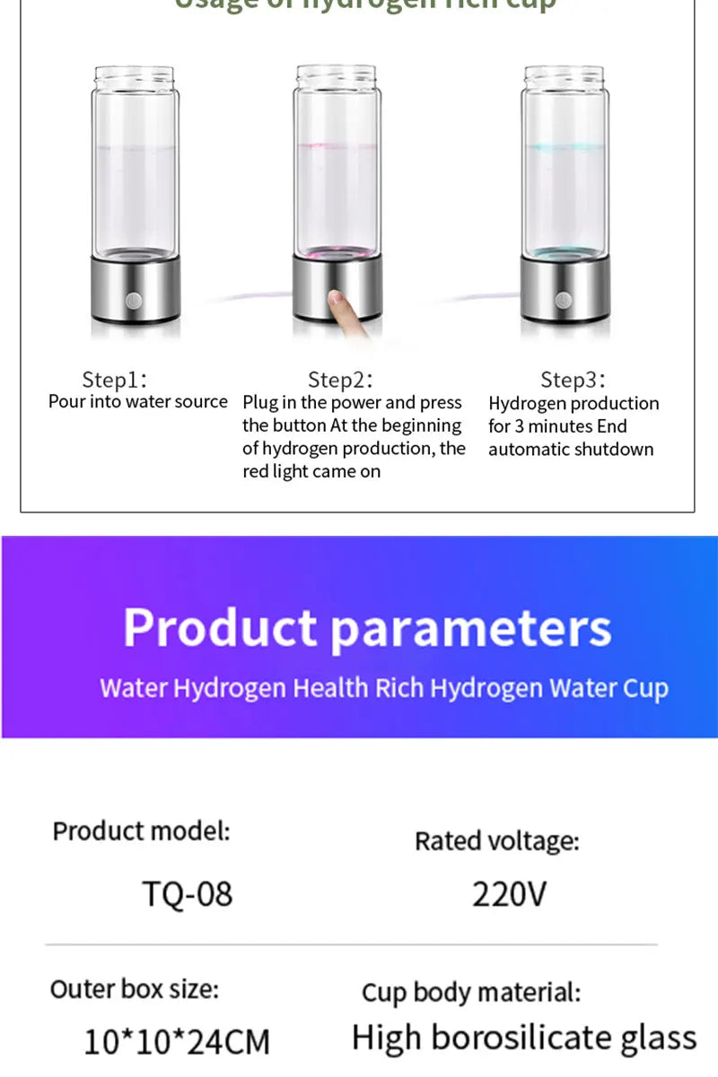 Hydrogen Water Generator Bottle (USB)