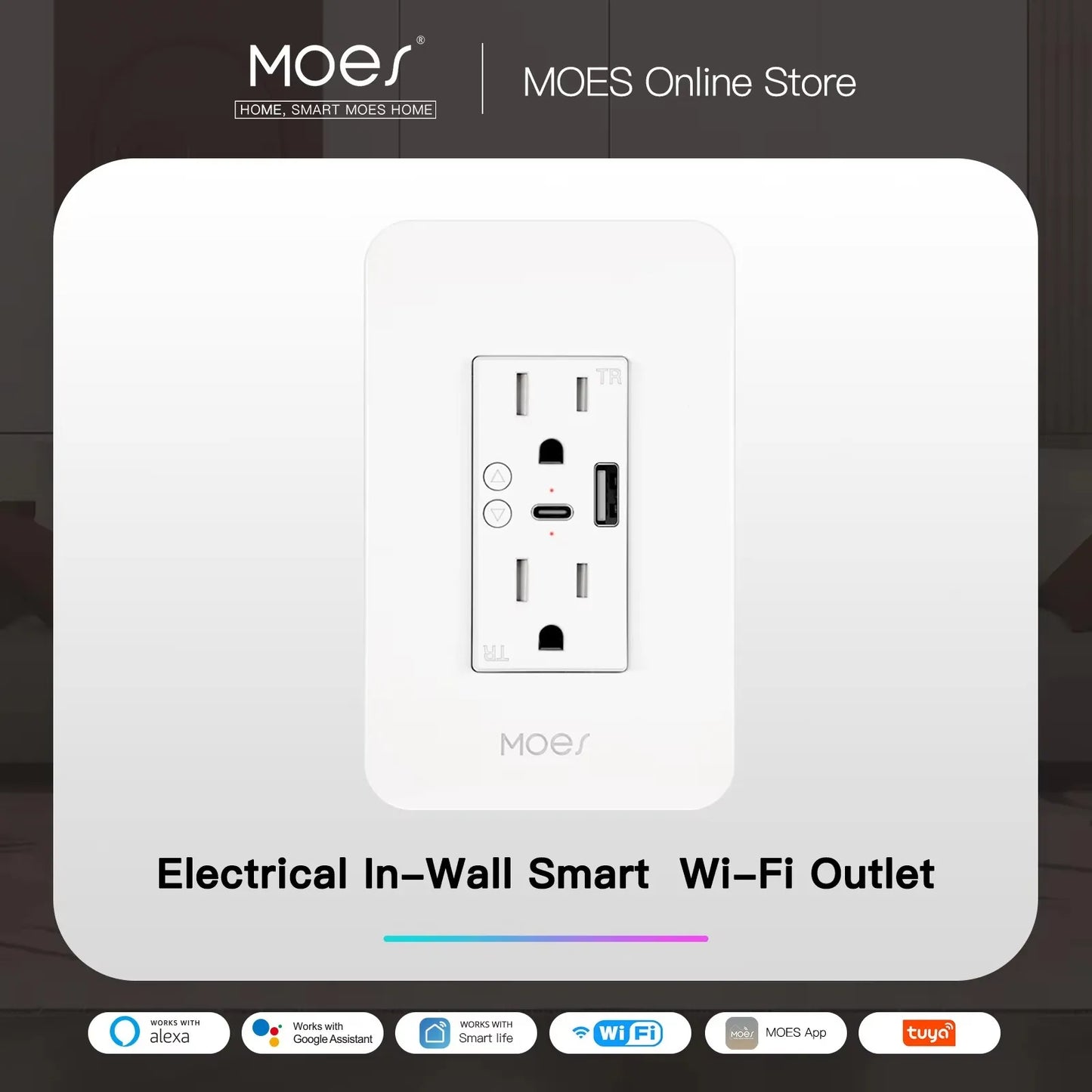 WiFi Smart Wall Socket with USB & Type-C Ports