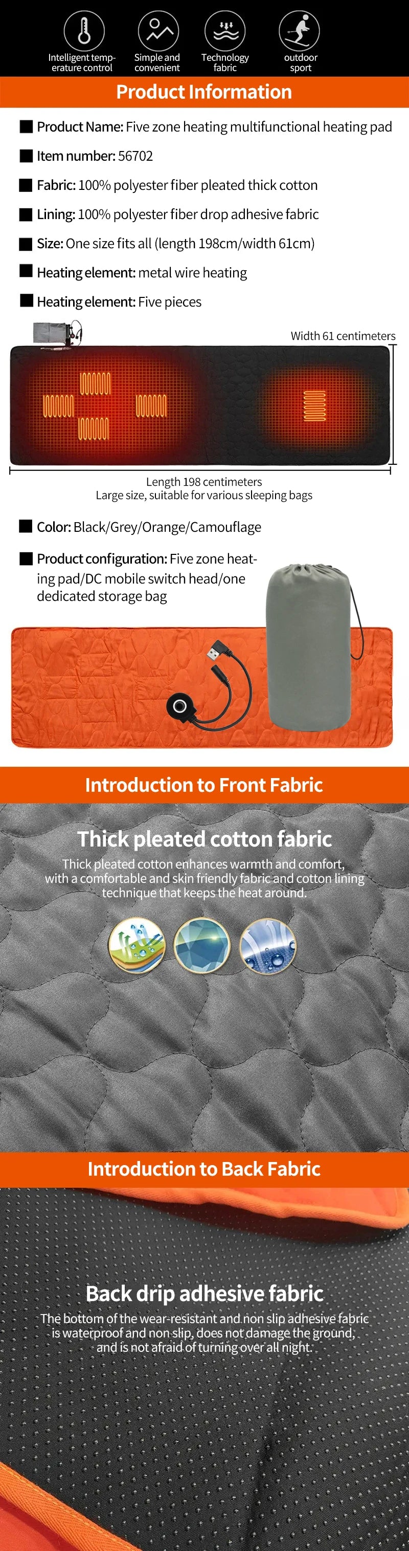 USB Heating Sleeping Pad (Camping)