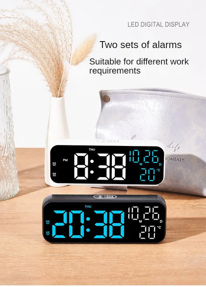 Digital LED Alarm Clock with Temperature Display