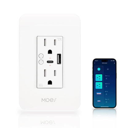 WiFi Smart Wall Socket with USB & Type-C Ports