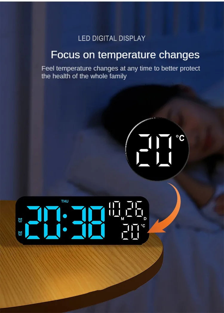 Digital LED Alarm Clock with Temperature Display