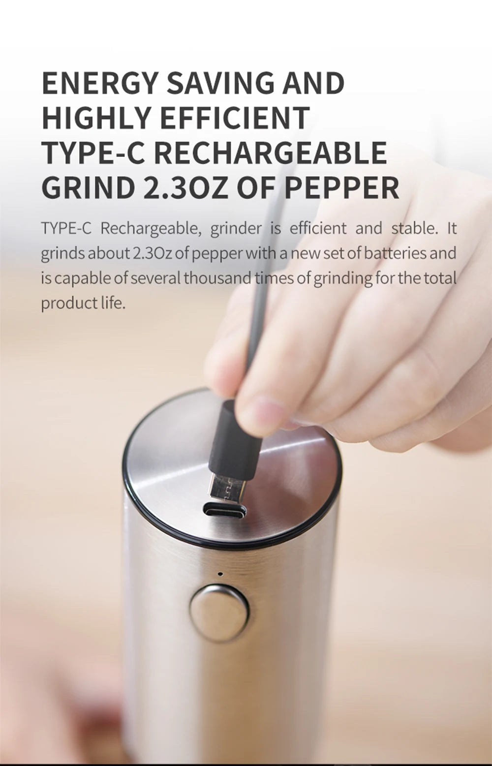 USB Electric Pepper & Salt Grinder