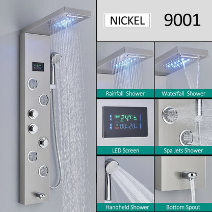 LED Shower Panel Tower with Hydroelectric LCD Display