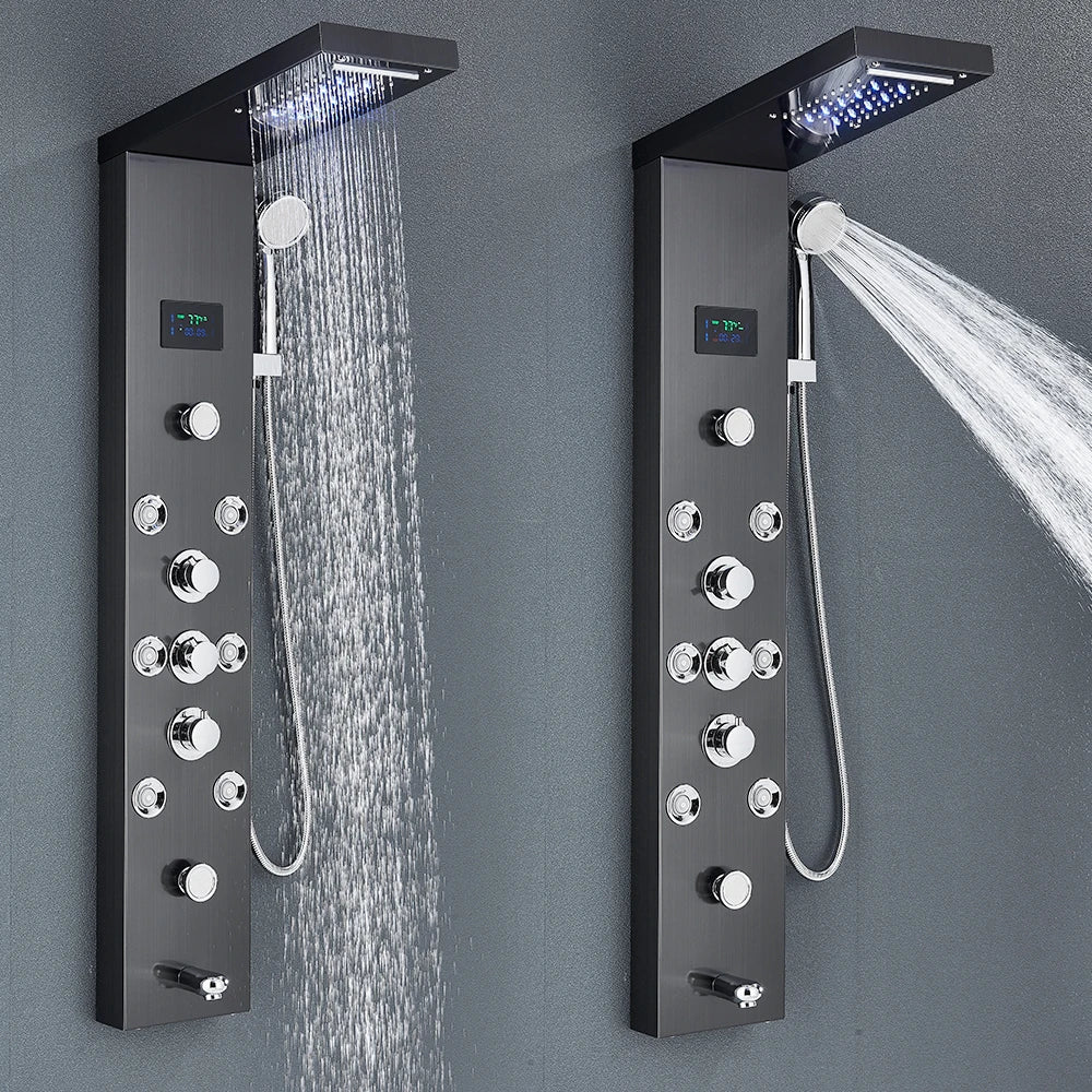 LED Shower Panel Tower with Hydroelectric LCD Display