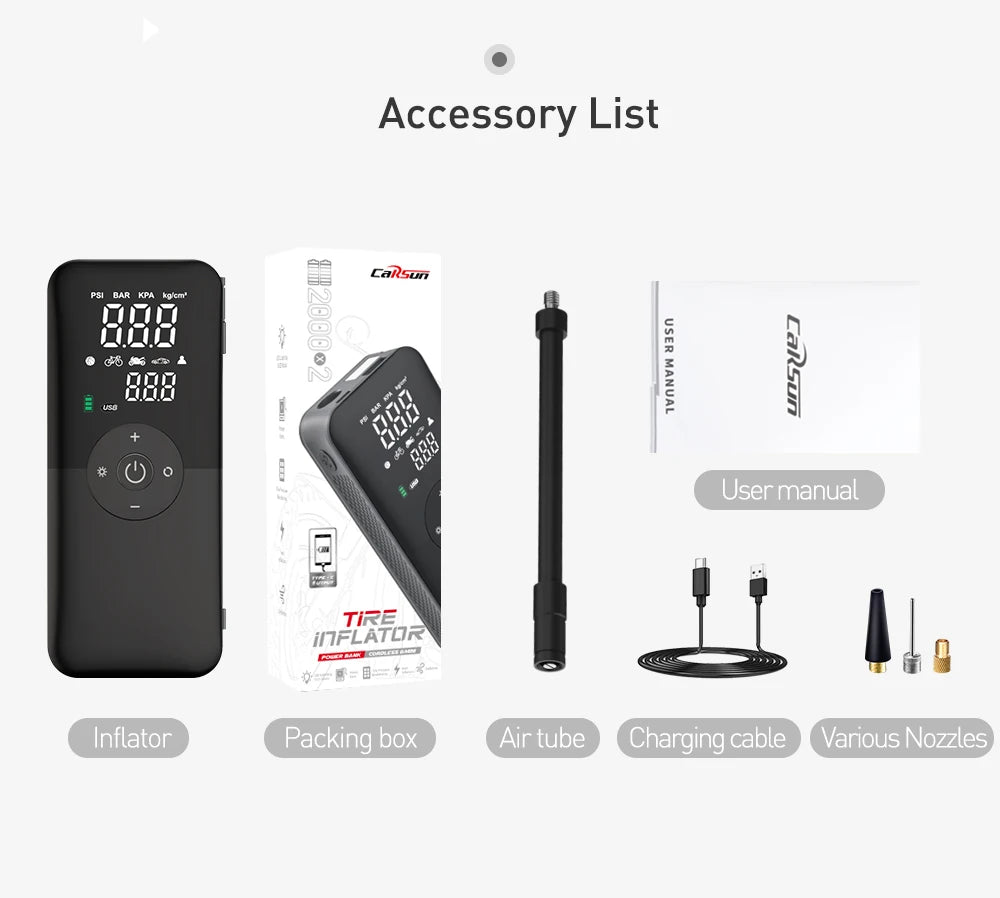 CARSUN Rechargeable Tire Inflator Pump