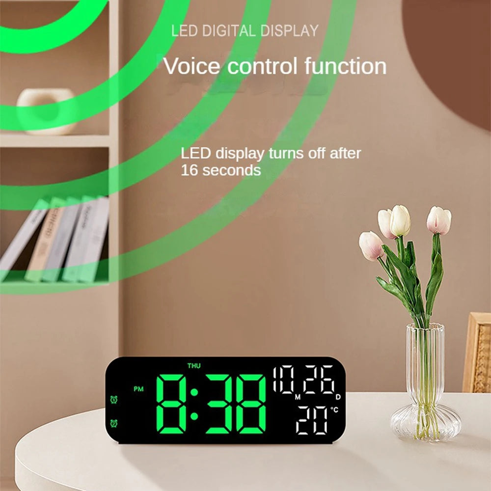 Digital LED Alarm Clock with Temperature Display