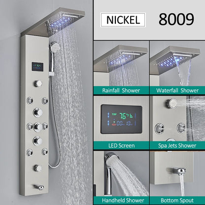 LED Shower Panel Tower with Hydroelectric LCD Display