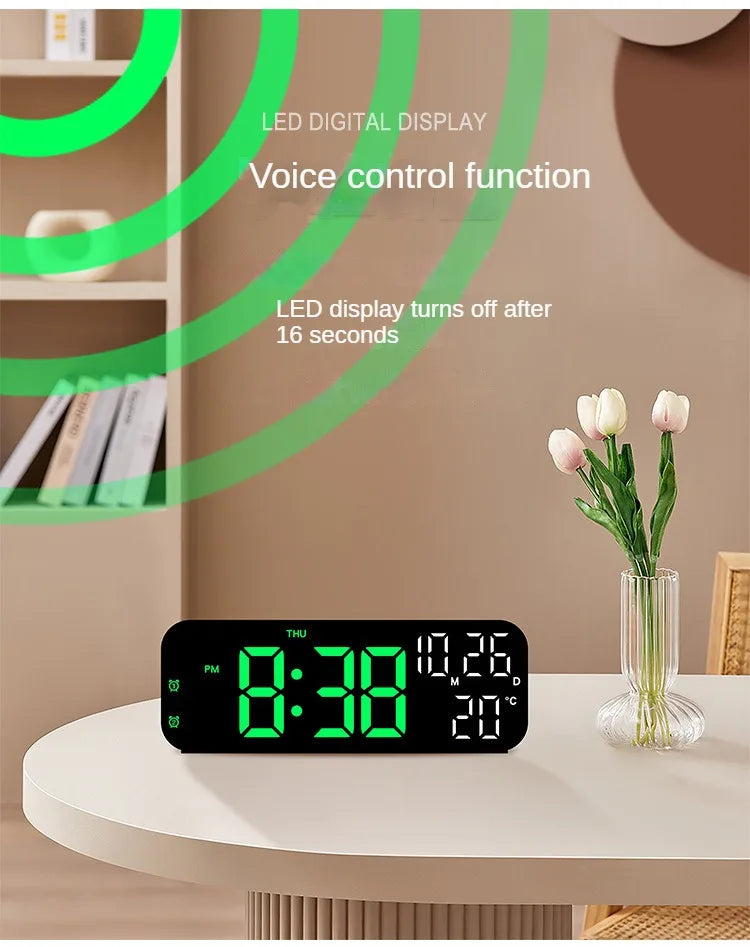Digital LED Alarm Clock with Temperature Display