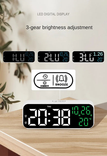Digital LED Alarm Clock with Temperature Display